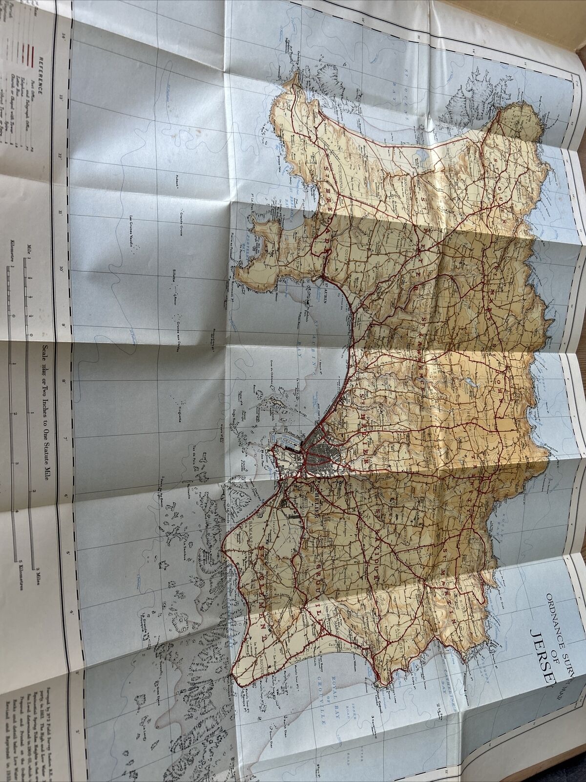 JERSEY Ordnance Survey Two Inch Map Good Condition 1914 1933 Rep Channel Islands