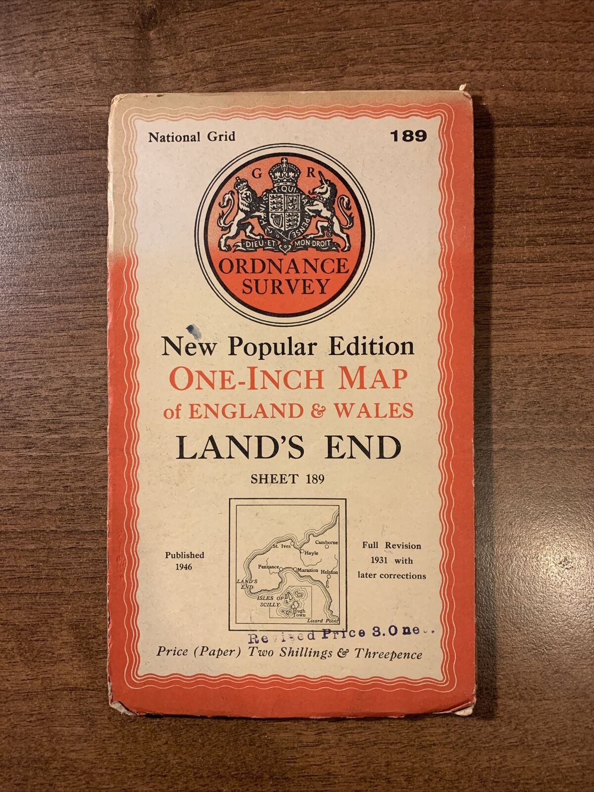 LANDS END Ordnance Survey Sixth Edition One inch 1946 Sheet 189 Paper Cornwall