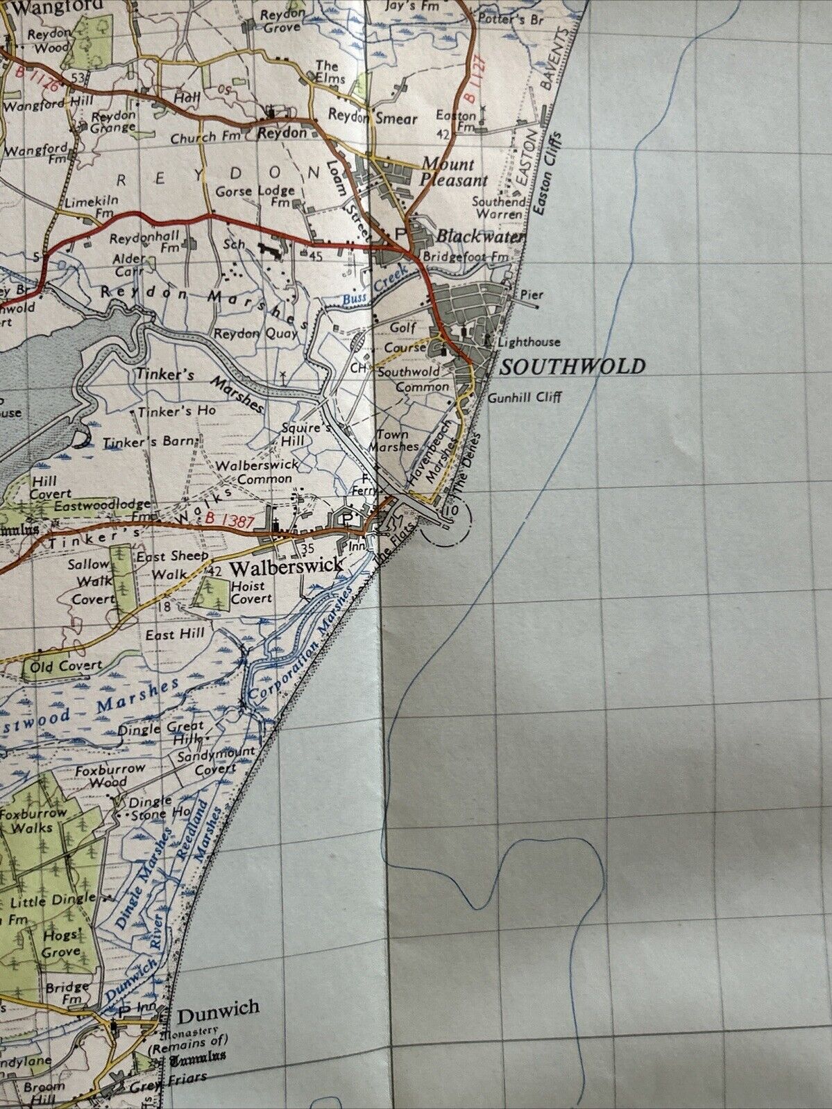 LOWESTOFT Ordnance Survey Paper Map 1954 Seventh Series No 137 Leiston Bungay