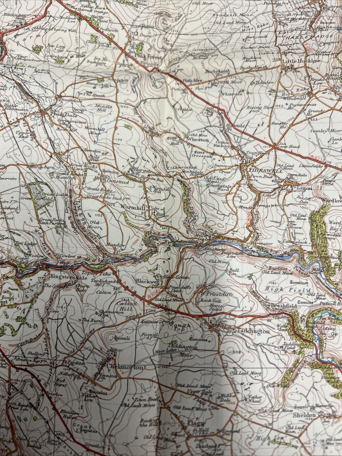 BUXTON & MATLOCK Ordnance Survey Paper Sixth Series 1947 Sheet 111 One Inch