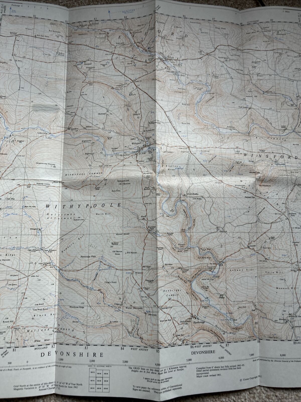 EXFORD Ordnance Survey 1:25,000 First Series 1962 Sheet SS83 Withypool