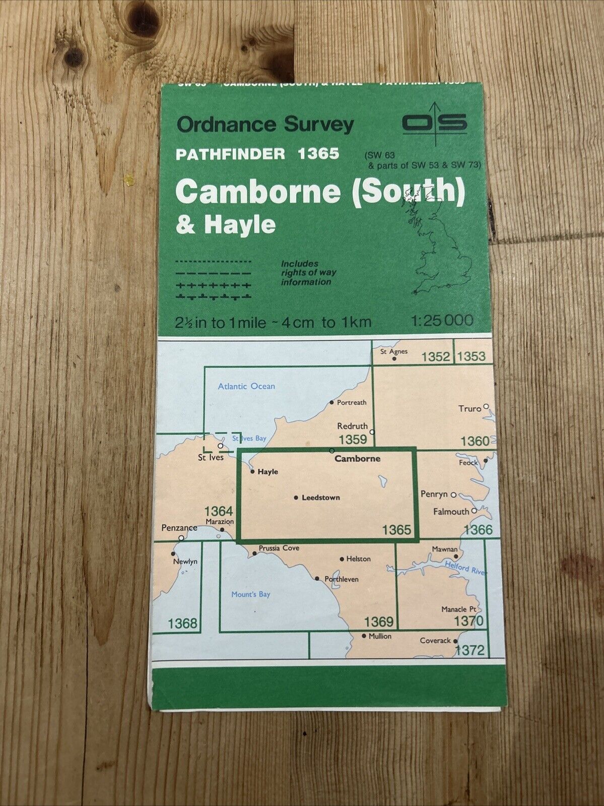 CAMBORNE South & HAYLE Ordnance Survey Pathfinder 1365 MAP 1989 Crowntown