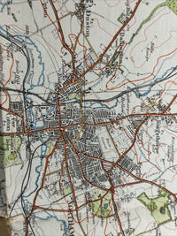 NORTHAMPTON Ordnance Survey Cloth One Inch Map 1919 No 83 Contoured