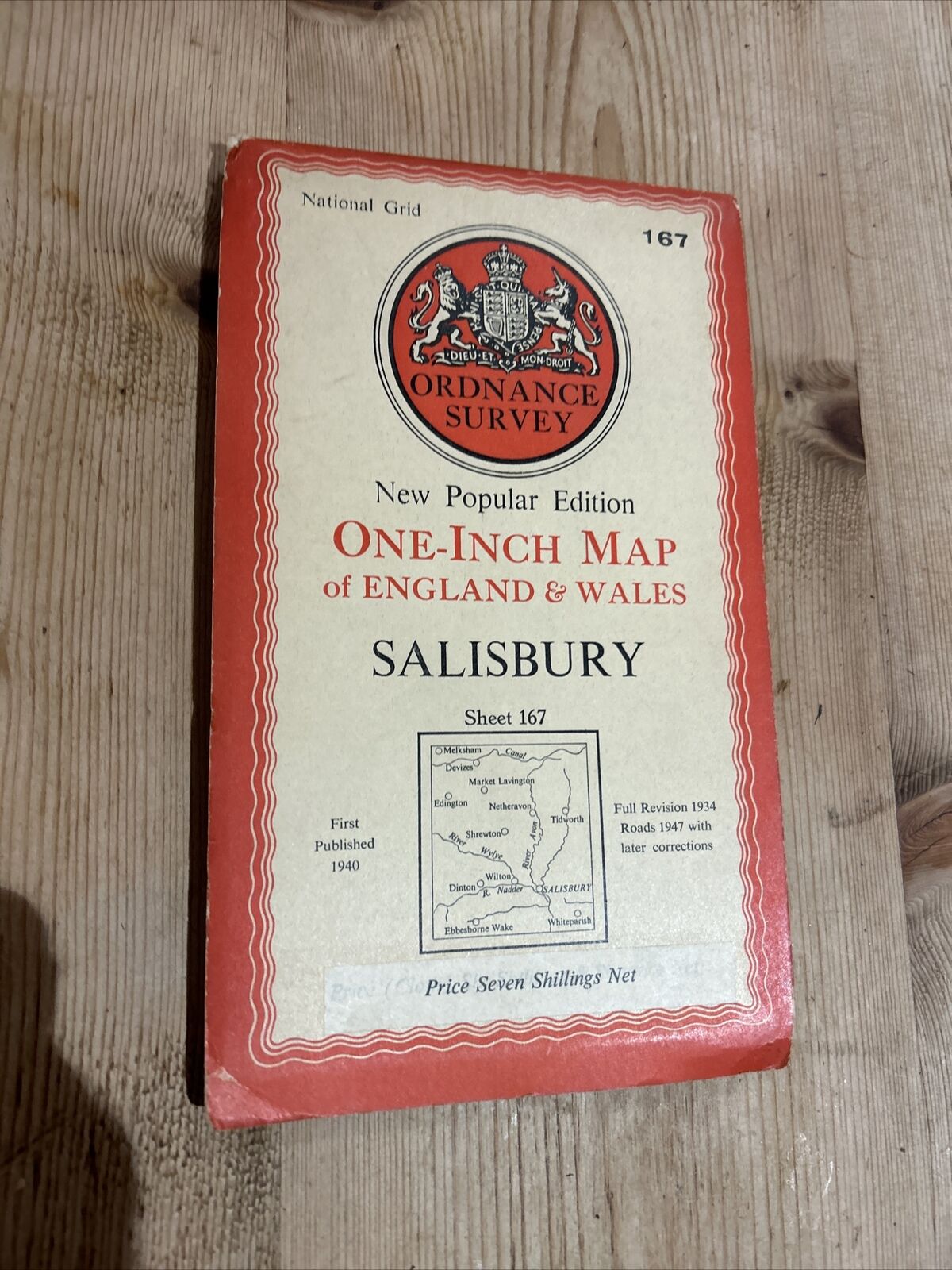 SALISBURY - 1940 Cloth Sixth Edition Ordnance Survey One Inch Sheet 167 Pewsey