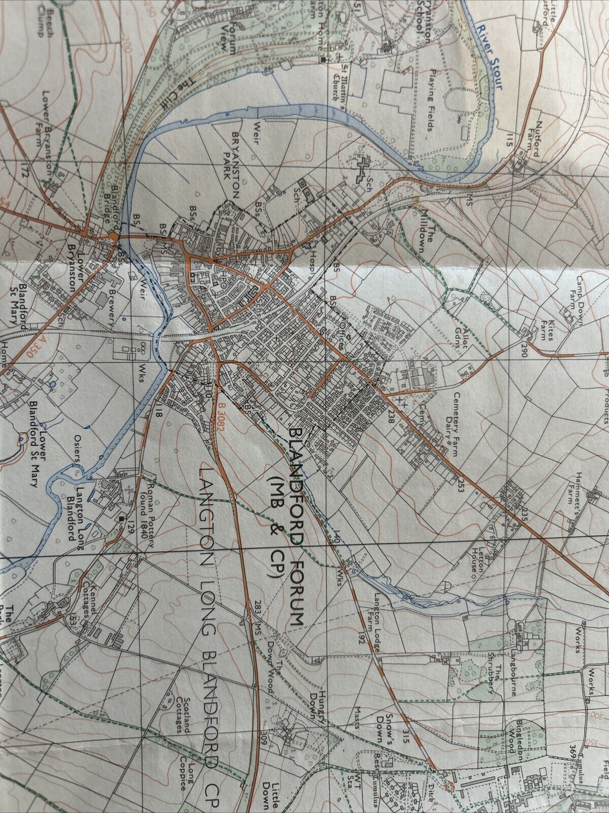 BLANDFORD FORUM Pathfinder Ordnance Survey ST80/90 1:25000 1974 Witchampton