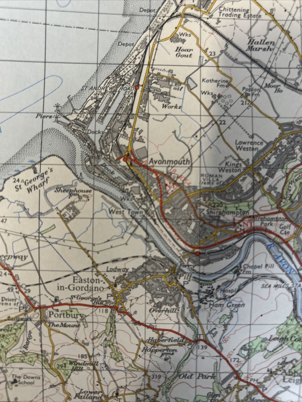 BRISTOL & NEWPORT - Ordnance Survey One Inch Map Sheet 155 1967 Portishead