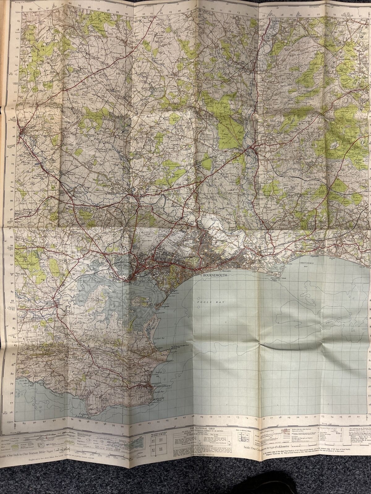 BOURNEMOUTH - 1940 Cloth Sixth Edition Ordnance Survey One Inch Sheet 179 Poole