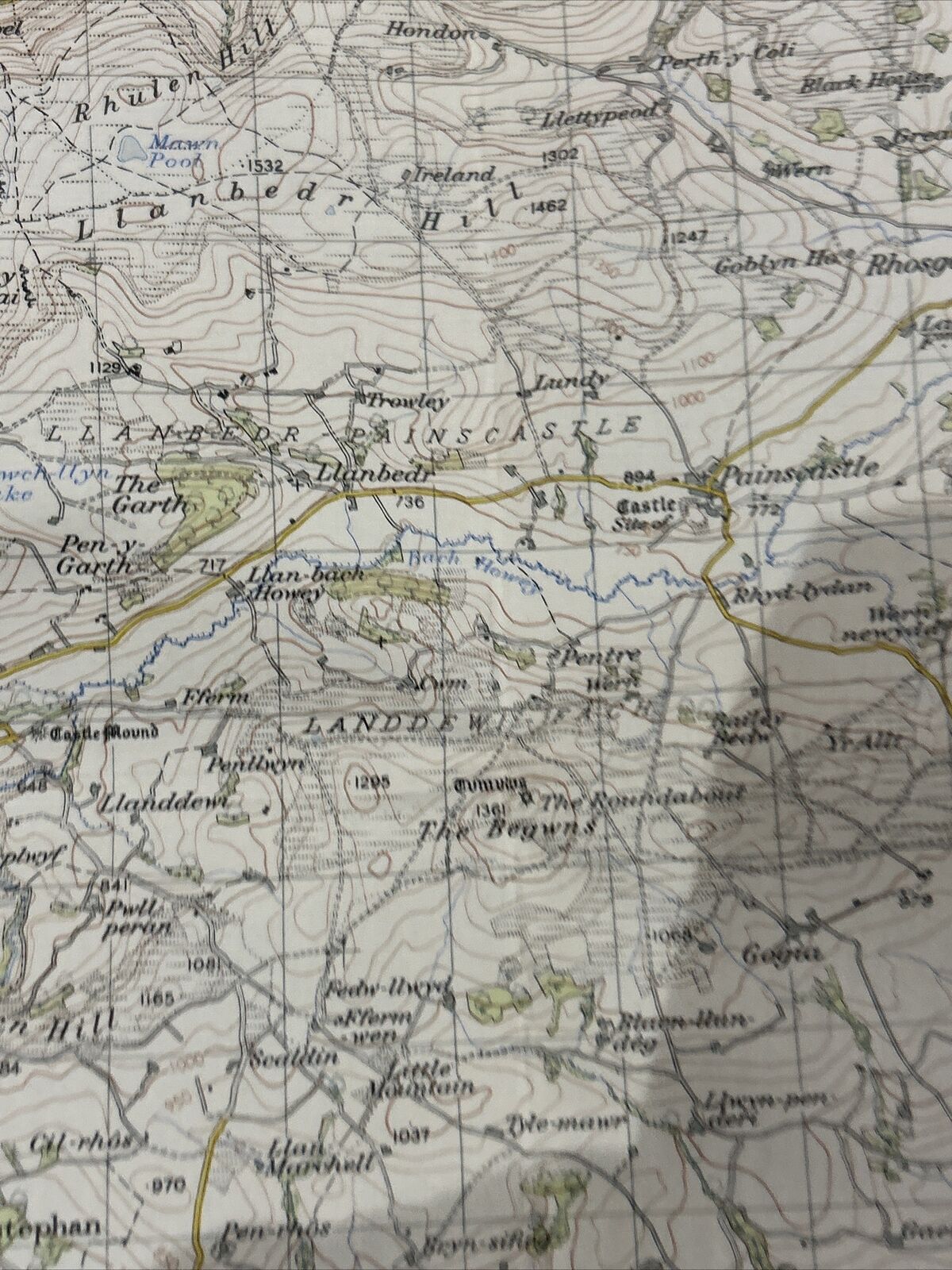 BRECON Ordnance Survey CLOTH Map 1952 Sheet 141 Seventh Series Talgarth Clyro