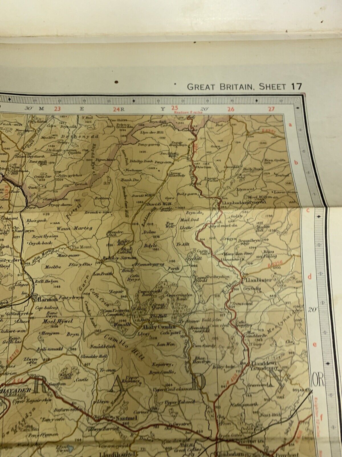 Cardigan South Wales Brecon Beacons  - No 17 Bartholomews Cloth Map 1963