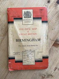 BIRMINGHAM Ordnance Survey Seventh Series CLOTH One inch 1953 Sheet 131