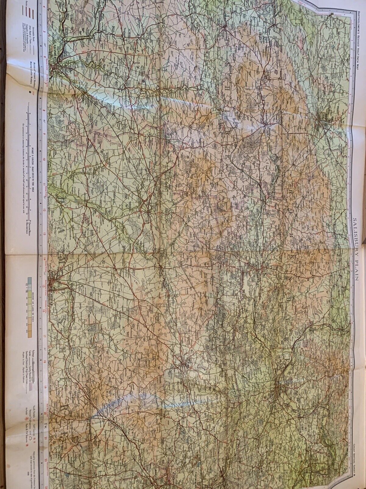 Bartholomew Map 1968 Half Inch Cloth No 8 SALISBURY PLAIN Winchester Reading