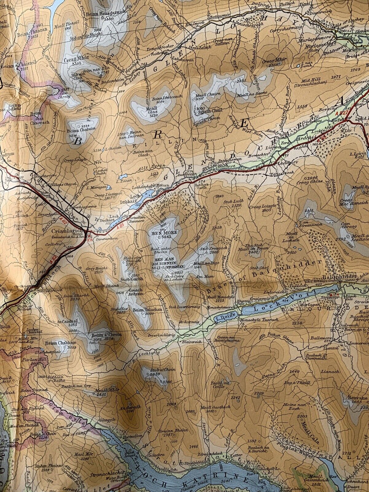 Perthshire Perth Crief Loch Tay  - Bartholomew No 48 Map 1970