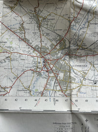 CAMBRIDGE & ELY Ordnance Survey Seventh Series CLOTH One inch 1954 Sheet 135