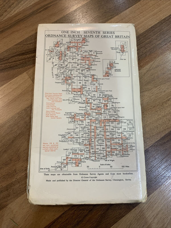 CARMARTHEN & TENBY Wales -  CLOTH Ordnance Survey Map One Inch 1966 Sheet 152