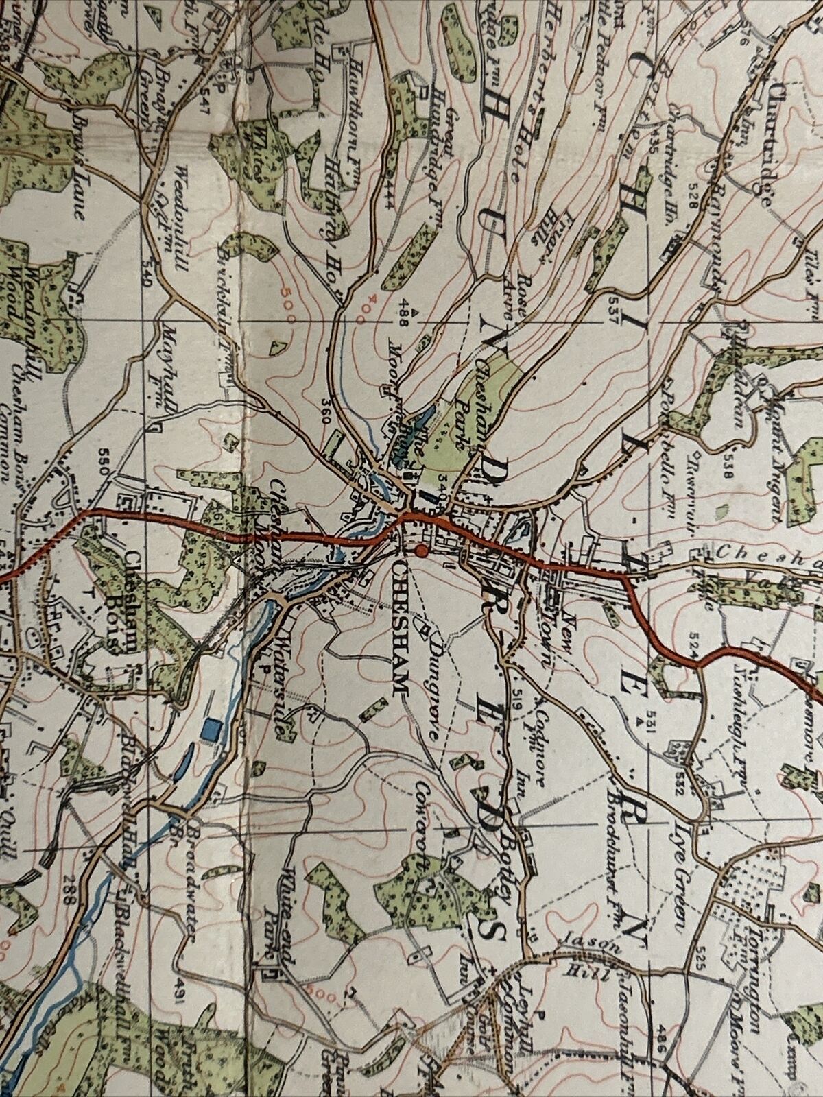 WATFORD Ordnance Survey Cloth One In Map 1929 Rev 32 Sheet 106 Marlow St Albans