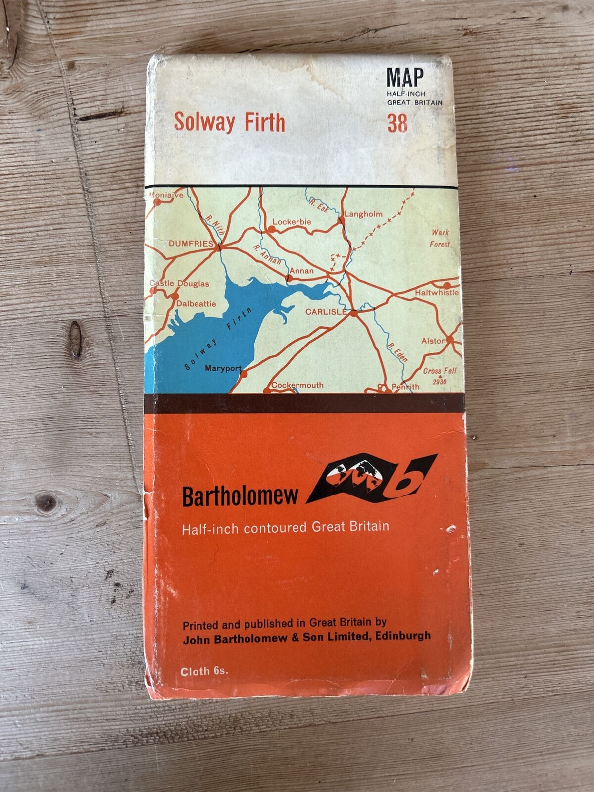 SOLWAY FIRTH Bartholomew Cloth Half Inch Map No 38 1965 Carlisle Dumfries