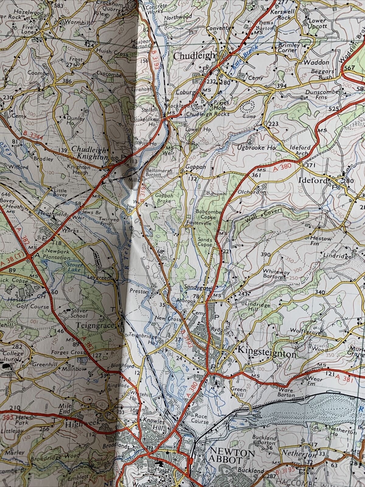 Exeter Sidmouth Tiverton  1960 Edition Ordnance Survey One Inch Map No 176