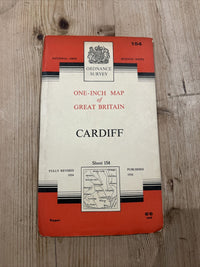 CARDIFF Ordnance Survey One Inch Map 1956 Seventh Edition Sheet 154 Bridgend