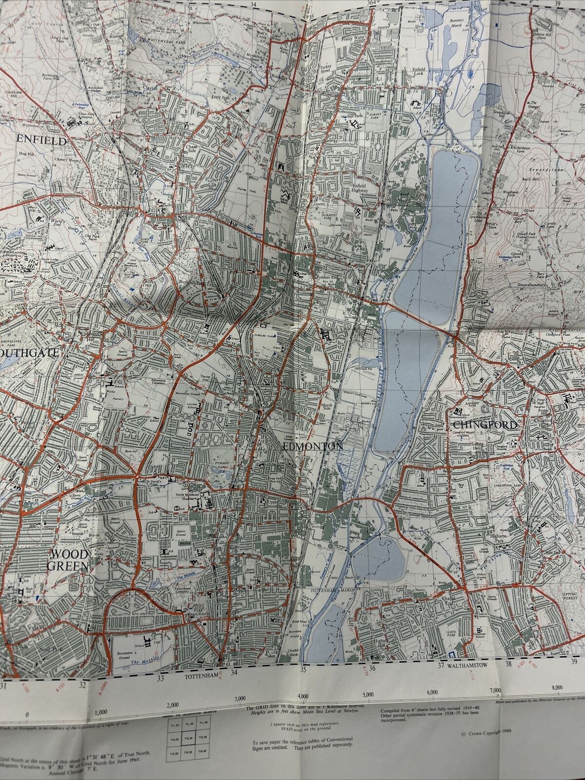 ENFIELD CHINGFORD Ordnance Survey Map 1960 2 & Half Inch Sheet TQ39 1:25,000