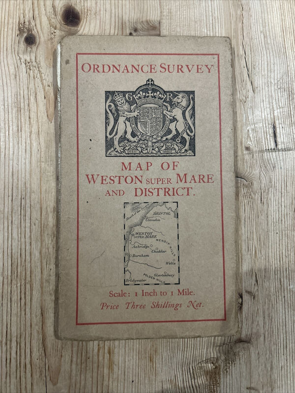 WESTON UPER MERE Cloth Ordnance Survey 1 Inch Map 1918 Clevedon Bridgewater