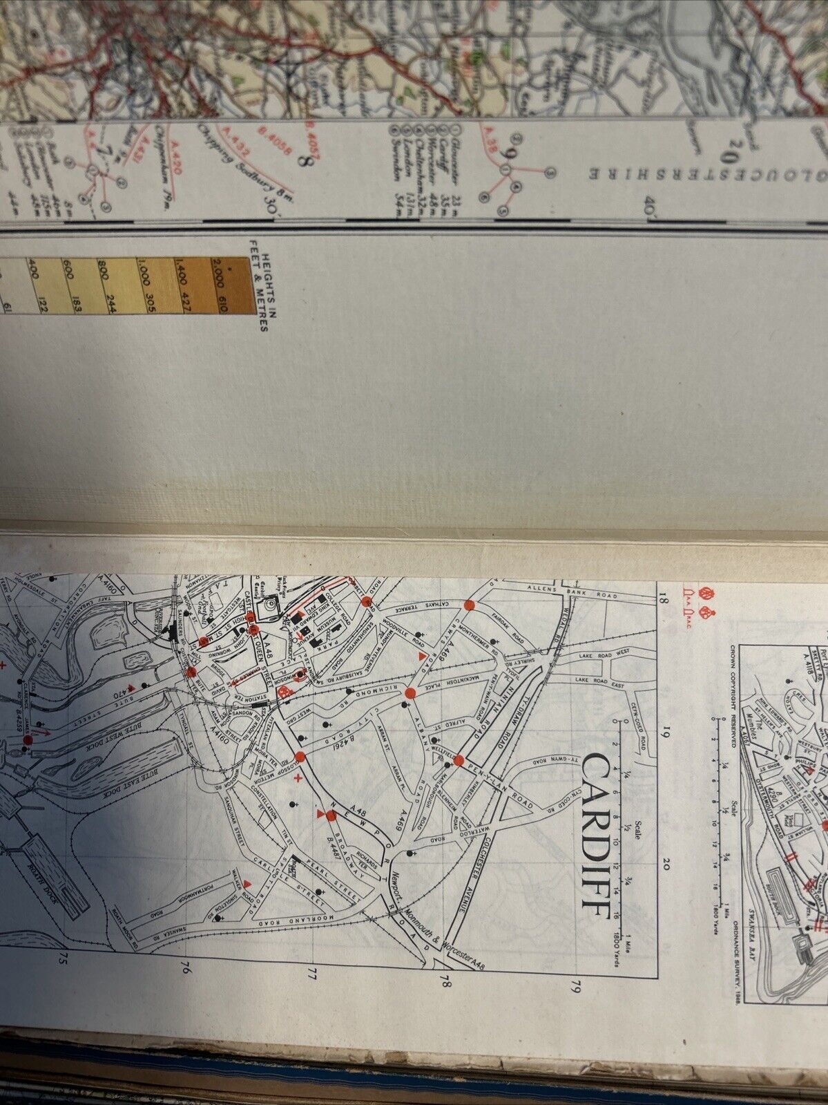 SOUTH WALES 1946 Ordnance Survey CLOTH Sheet 7 Quarter Inch Map Fourth Edition