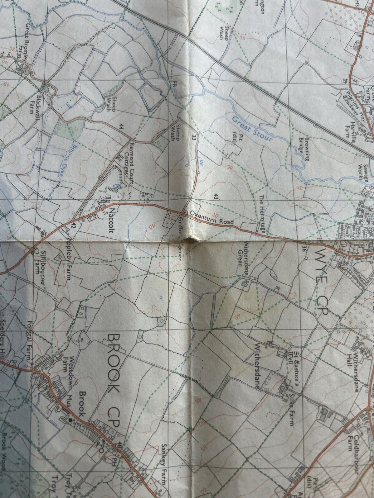 ASHFORD AND LYMINGE Pathfinder Ordnance Survey TR04/14 1:25000 1982 Wye