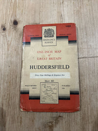 HUDDERSFIELD Ordnance Survey Seventh Series Paper 1 Inch Map Sheet 102 1954