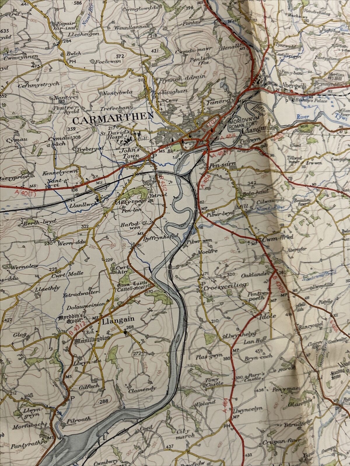 CARMARTHEN & TENBY Ordnance Survey Paper Map 1952 Seventh Series Sheet 152