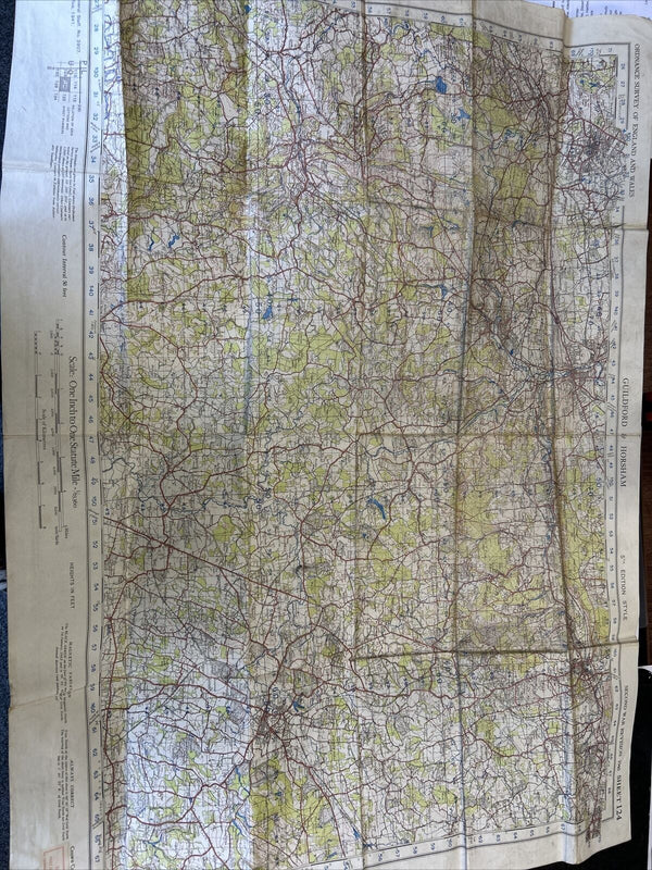 GUILDFORD & HORSHAM Ordnance Survey Fifth Edition One Inch 1941 Map No Cover