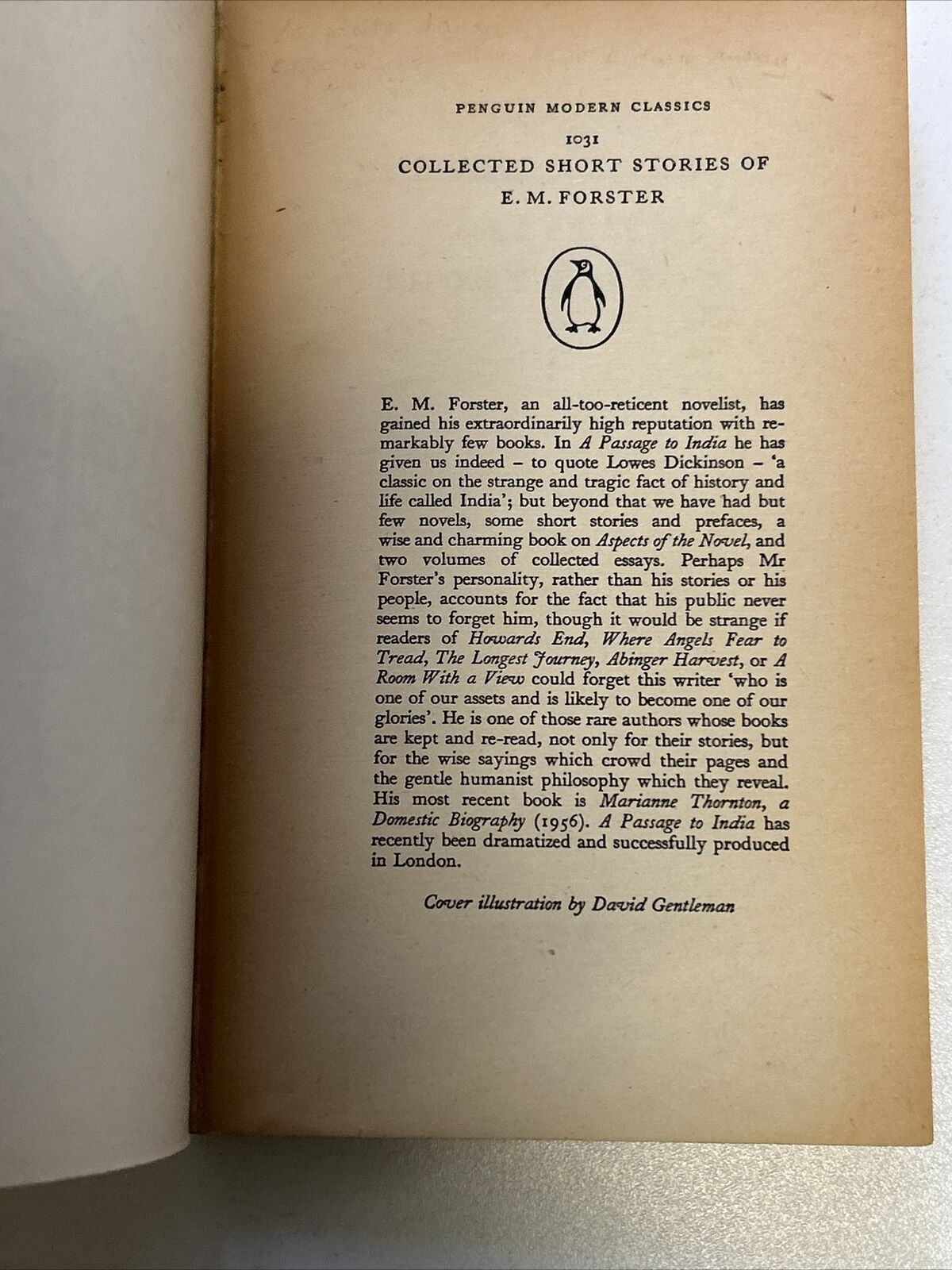 COLLECTED SHORT STORIES - E M Forster Penguin Modern Classics 1963 No 1031