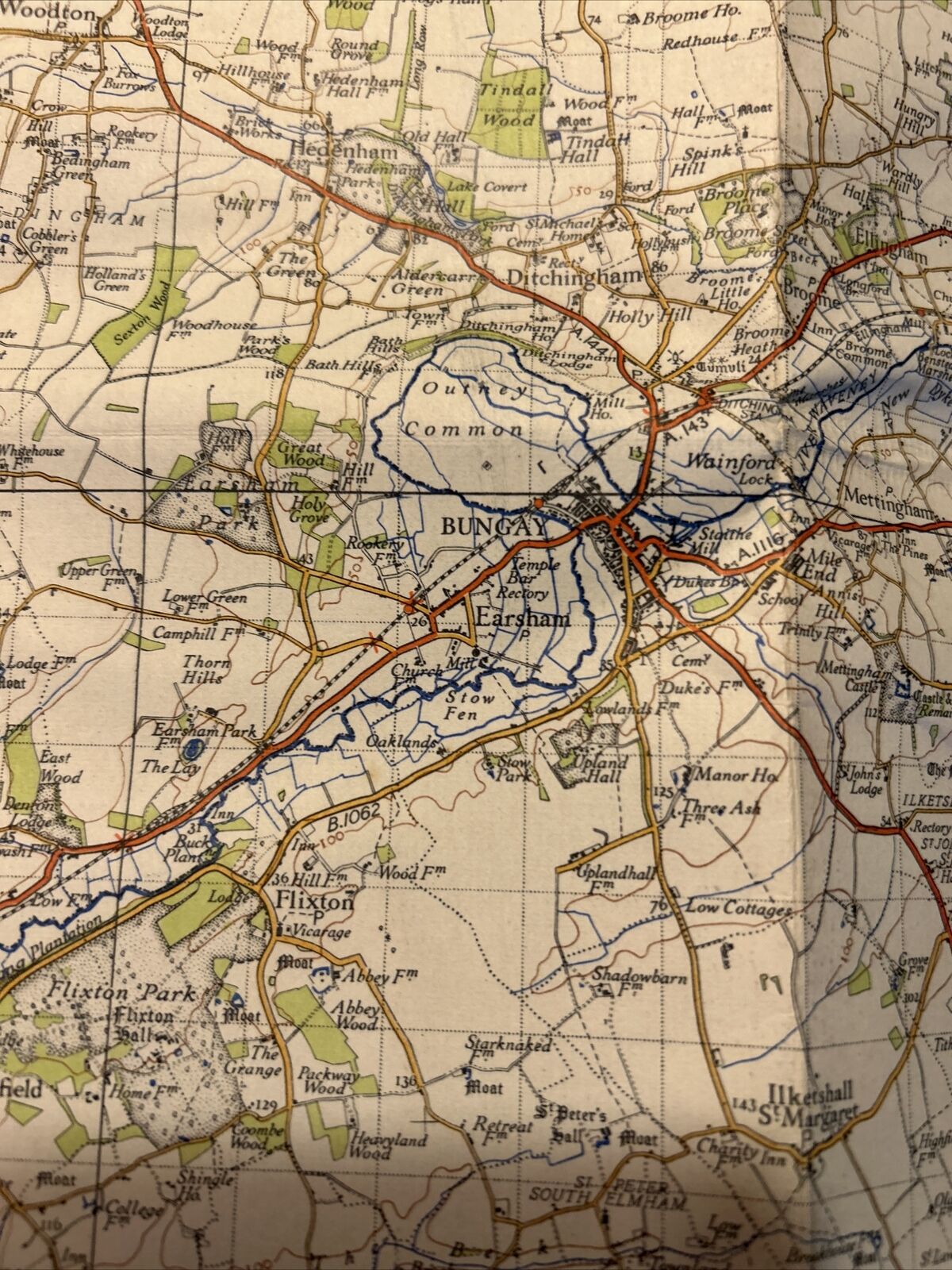 LOWESTOFT Ordnance Survey Cloth Map 1946 Sixth Series No 137 Leiston Bungay