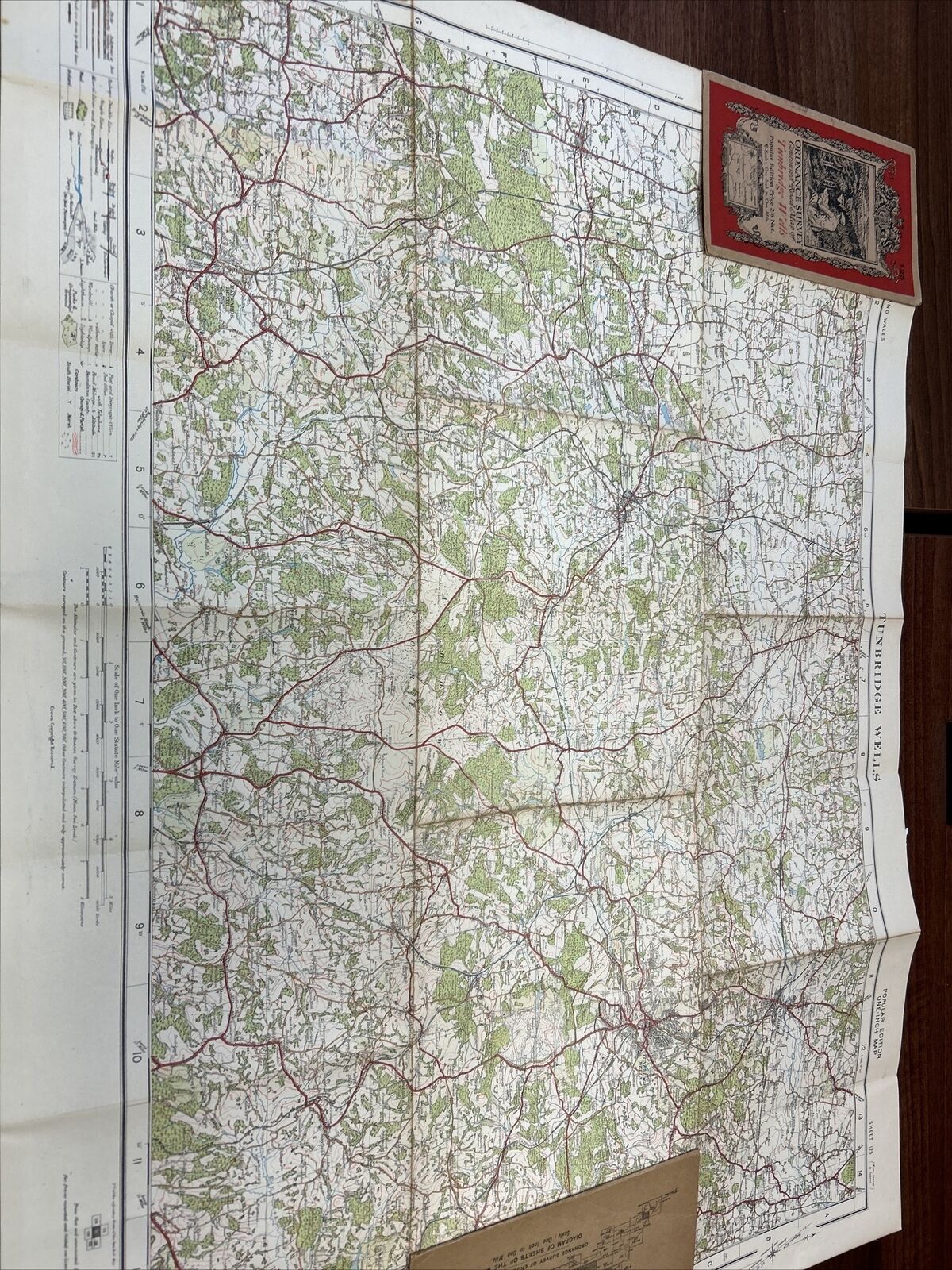 TUNBRIDGE WELLS Ordnance Survey Cloth One In Map 1920 Sheet 125 Kent Lingfield