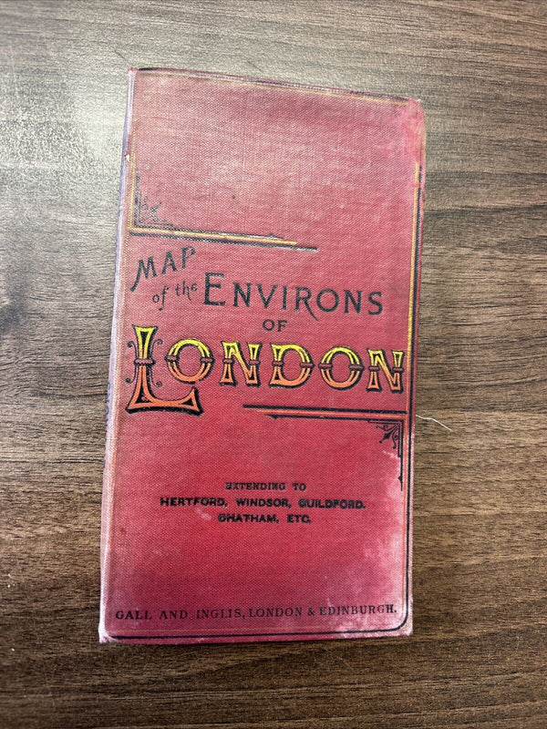 LONDON The Environs Of 1910? Cloth Map By Gall & Inglis Windsor Guildford