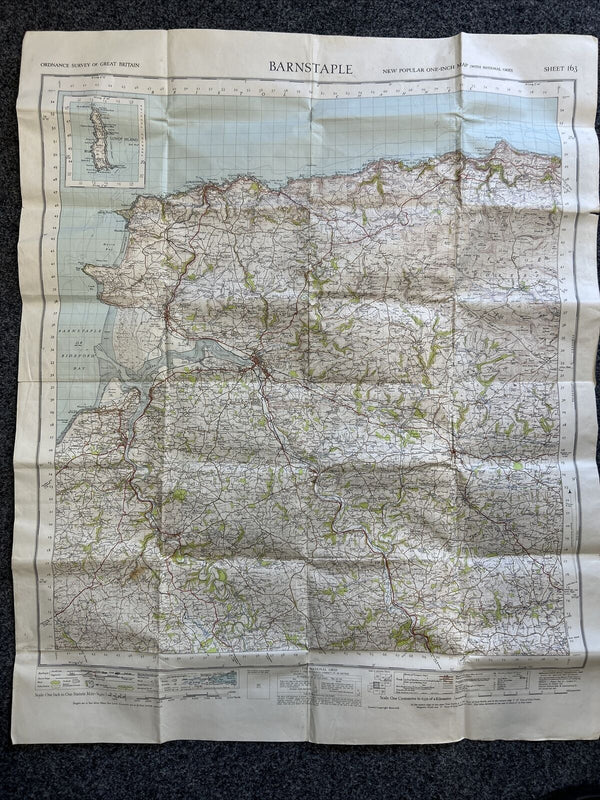 BARNSTAPLE Devon Ordnance Survey One Inch 1946 Map No Cover Bideford Woolacombe