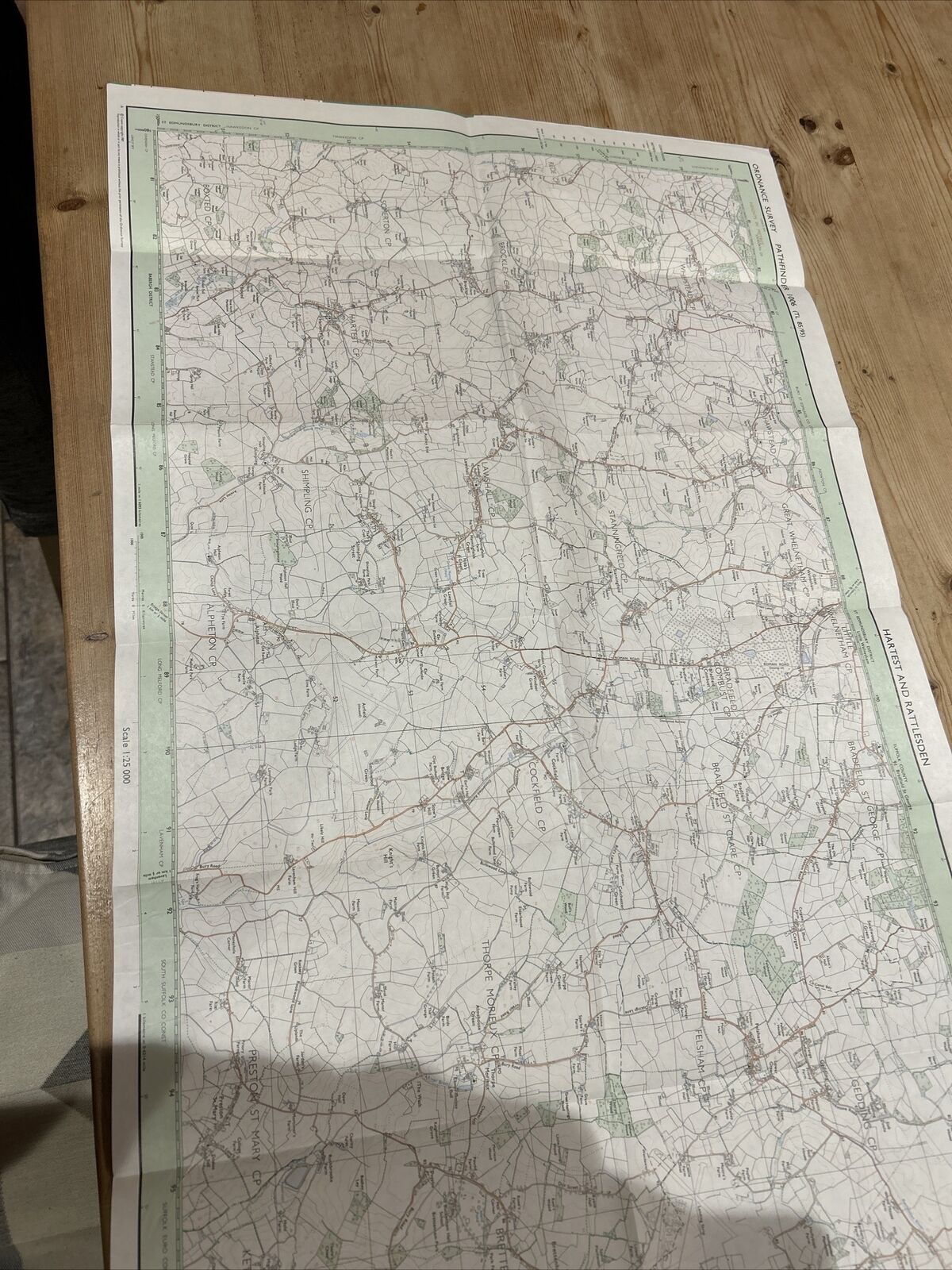 HARTEST And RATTLESDEN Pathfinder 1006 TL85/95 Ordnance Survey 1:25000 1987