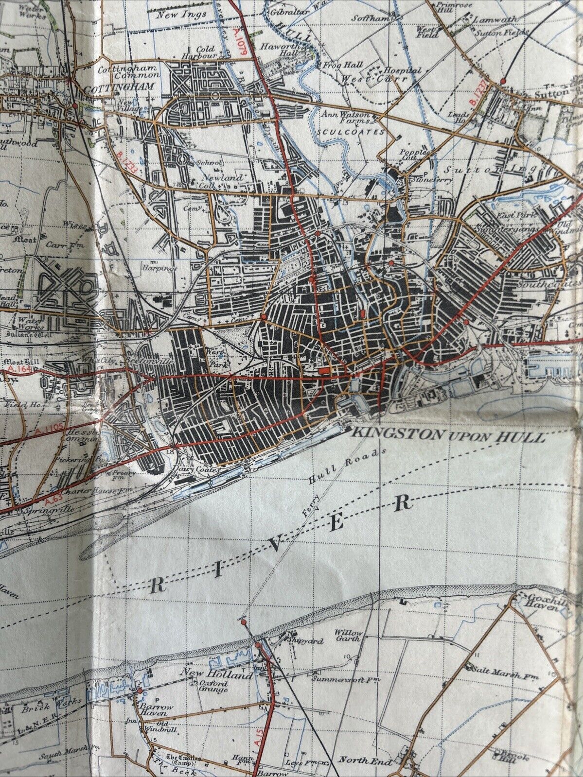 HULL Ordnance Survey One In Map 1947 Sixth Edition Sheet 99 Hornsea Beverley