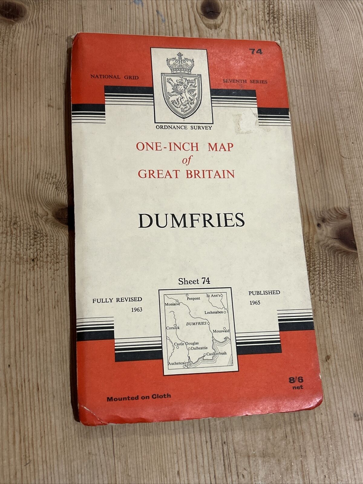 DUMFRIES Ordnance Survey Seventh Series CLOTH 1 Inch 1965 Sheet 74 Dalbeattie