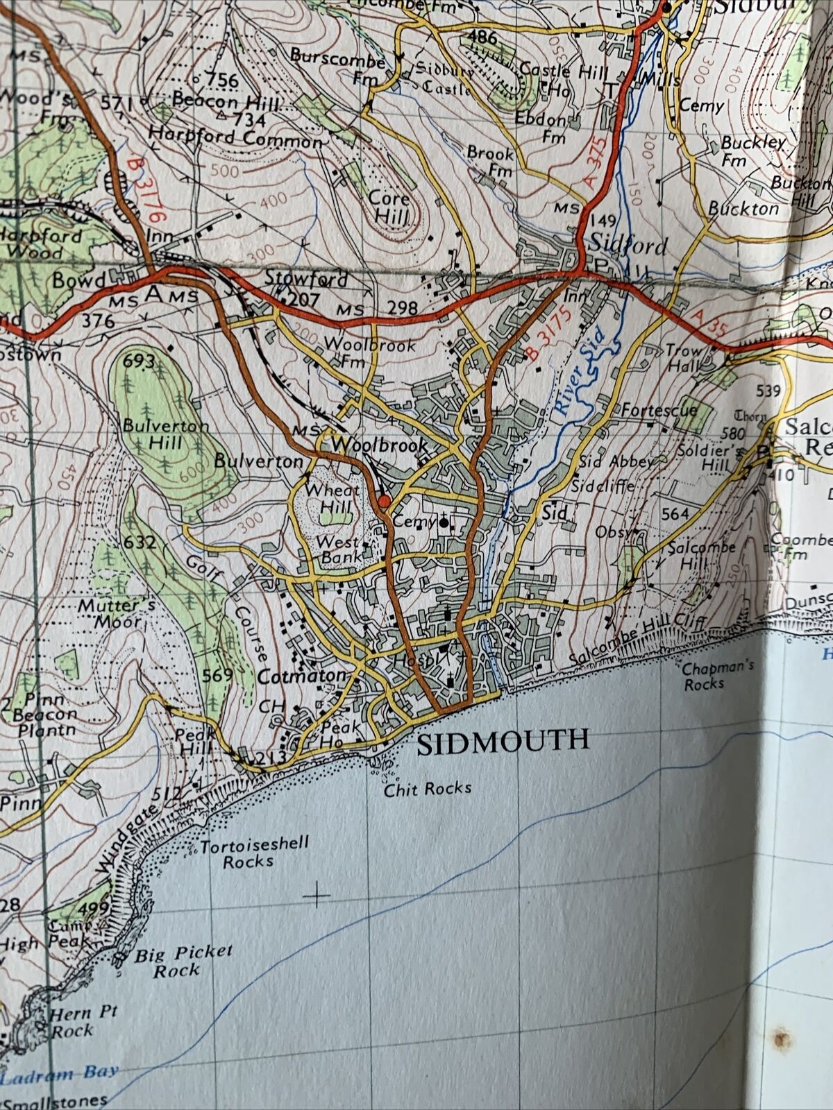 Exeter Sidmouth Tiverton  1960 Edition Ordnance Survey One Inch Map No 176