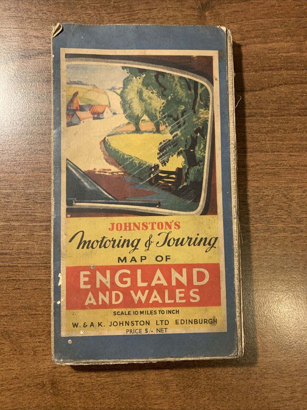 ENGLAND & WALES W & AK Johnstons Motoring & Touring Map CLOTH 1930s?