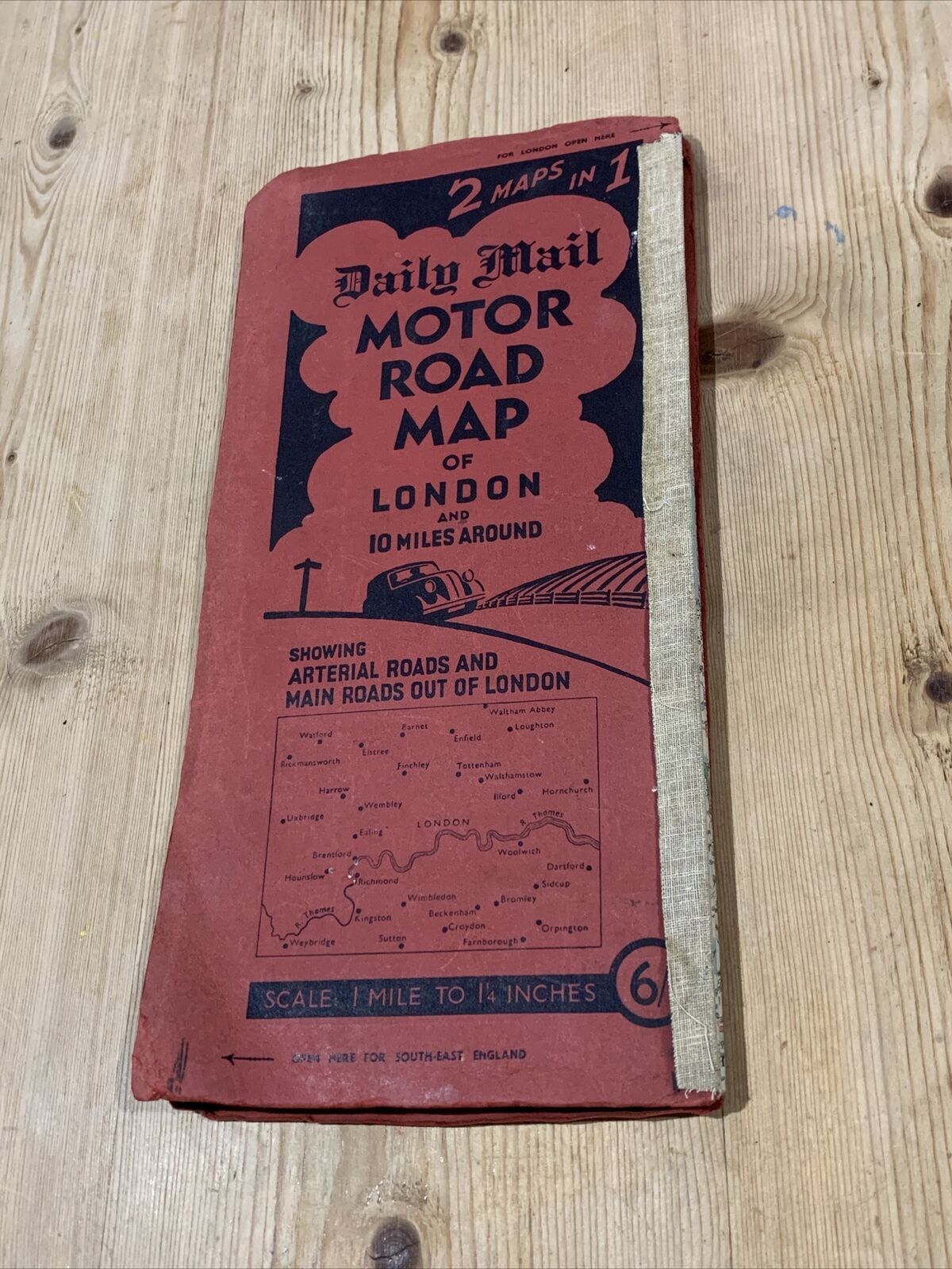 DAILY MAIL Motor Road Map of SOUTH EAST ENGLAND & 10 Miles Around LONDON