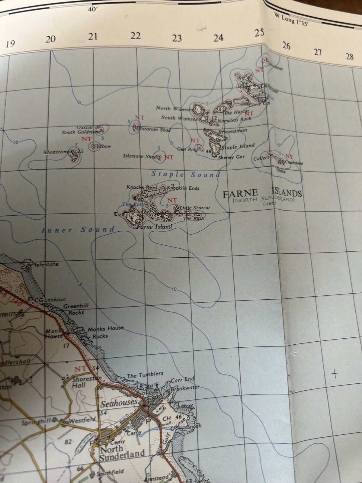 ALNWICK Ordnance Survey One Inch Map Sheet 71 1965 Farne Islands Bamburgh