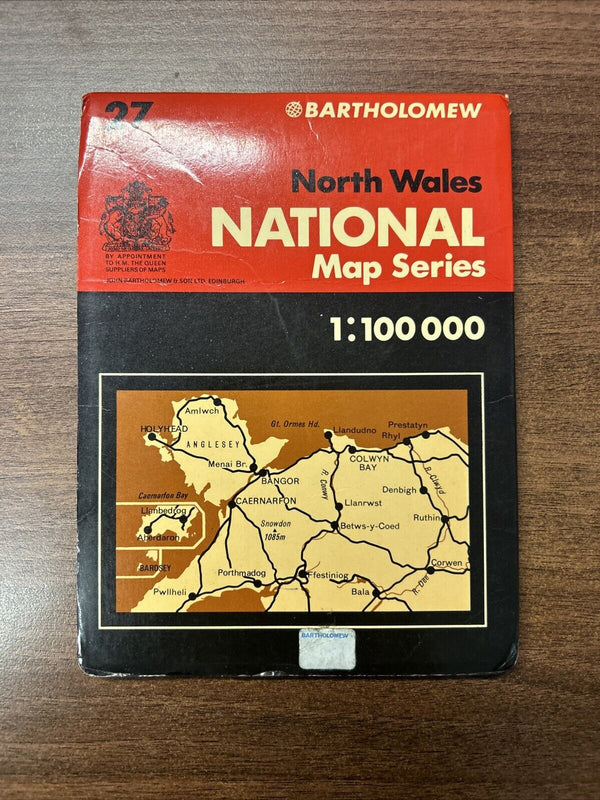 NORTH WALES Bartholomew National Map Series No 27 1976 Snowdon Anglesey