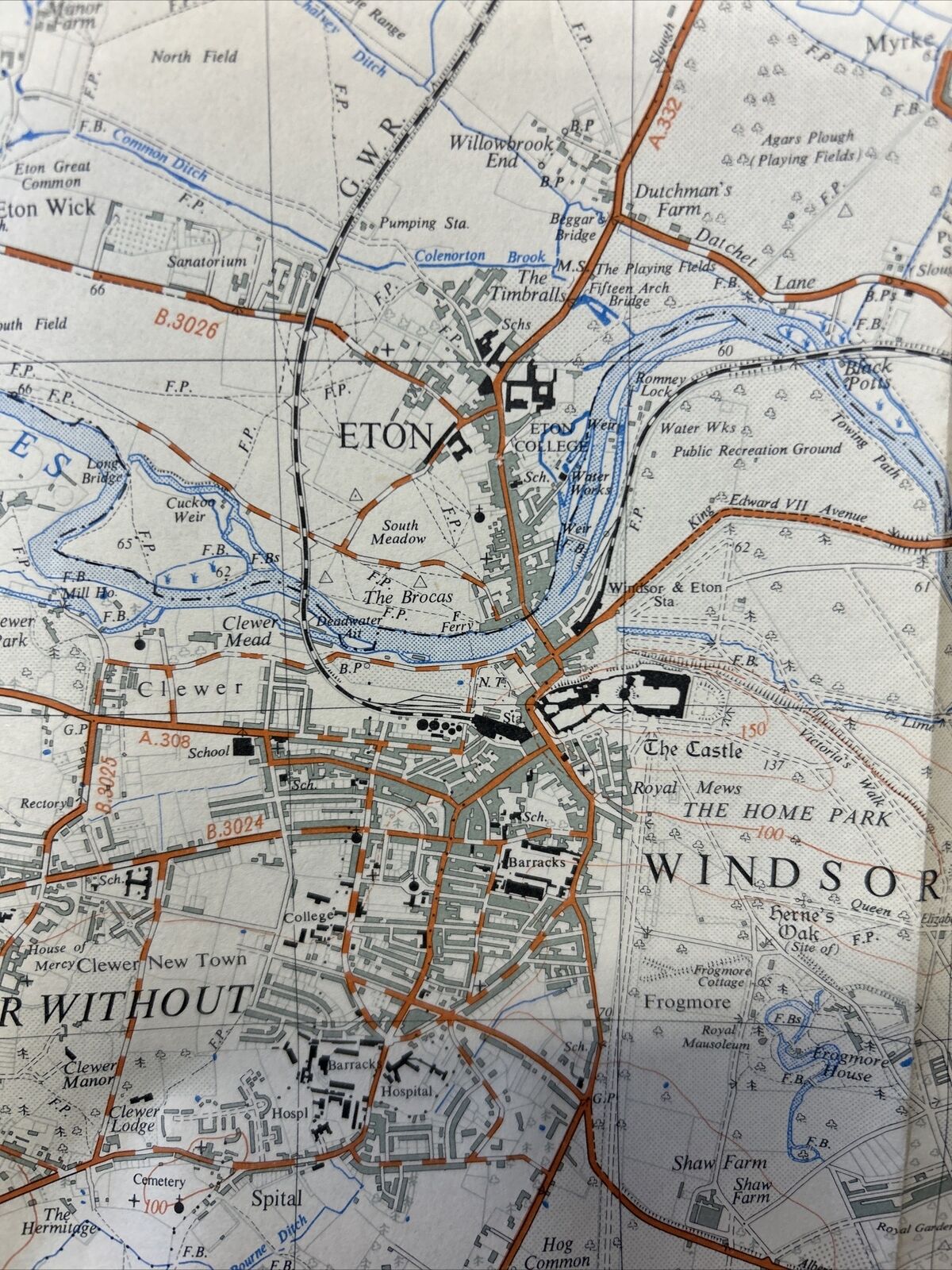 WINDSOR ETON DORNEY - Paper Ordnance Survey Sheet 41/97 1:25000 1950