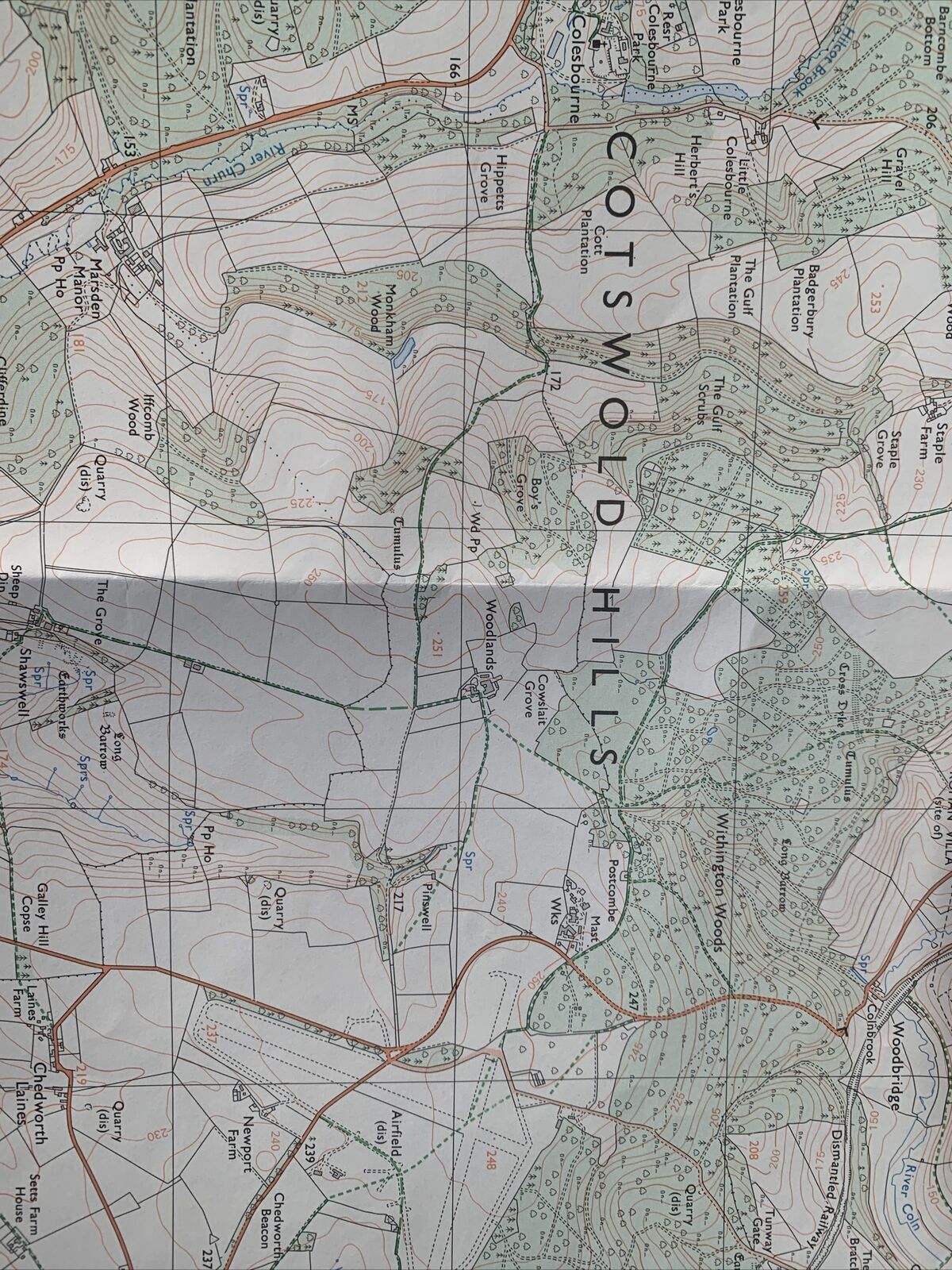 NORTHLEACH & ANDOVERSFORD Ordnance Survey Pathfinder Map 894 SP01/11 1985