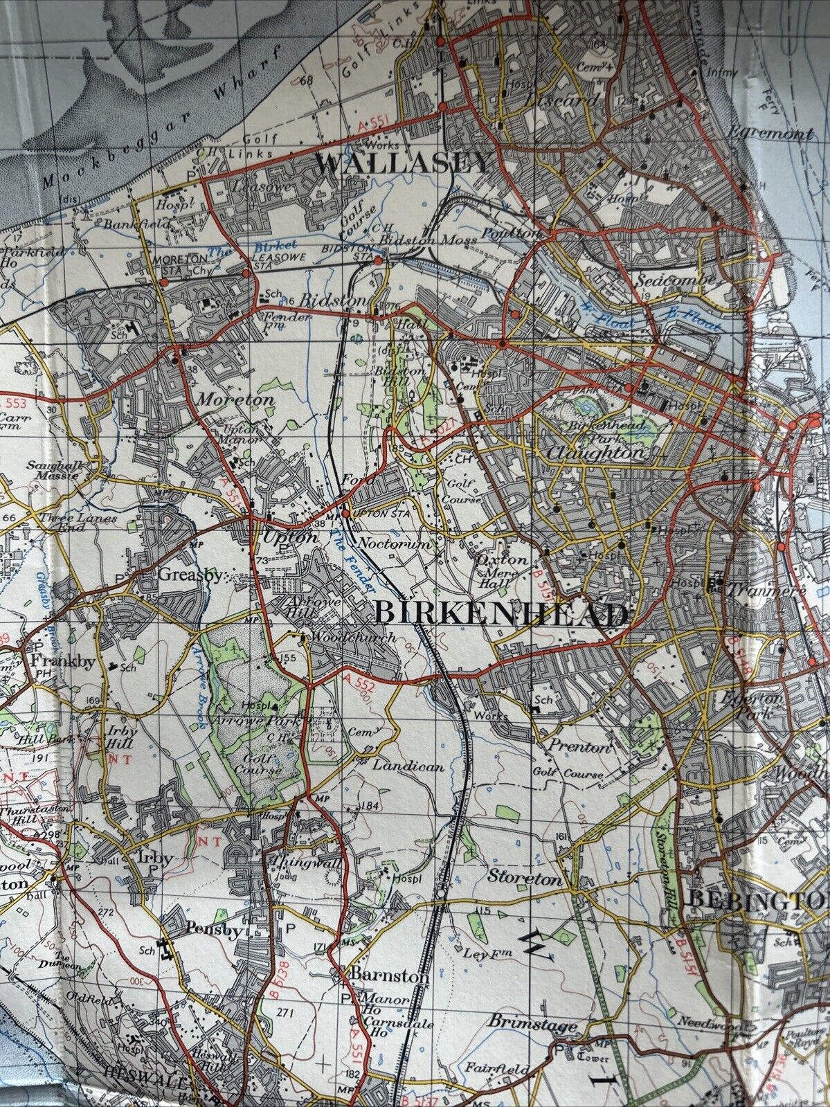 LIVERPOOL Ordnance Survey Cloth One Inch Map 1961 Seventh Series Sheet 100