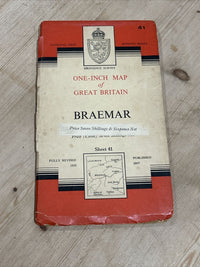 BRAEMAR Ordnance Survey CLOTH Map 1957 Sheet 41 Seventh Series Balmoral Marked