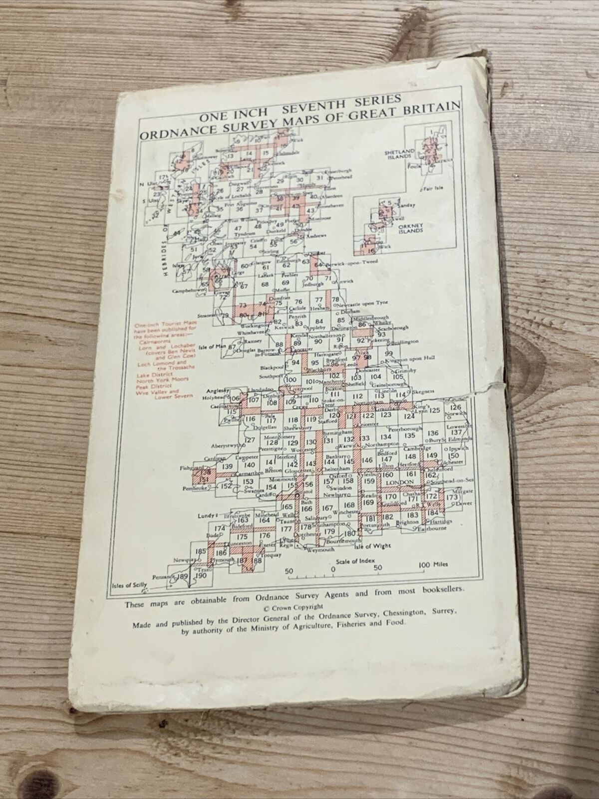 KNAPDALE Ordnance Survey CLOTH Map 1956 Seventh Series Sheet 58 Gigha Tarbert