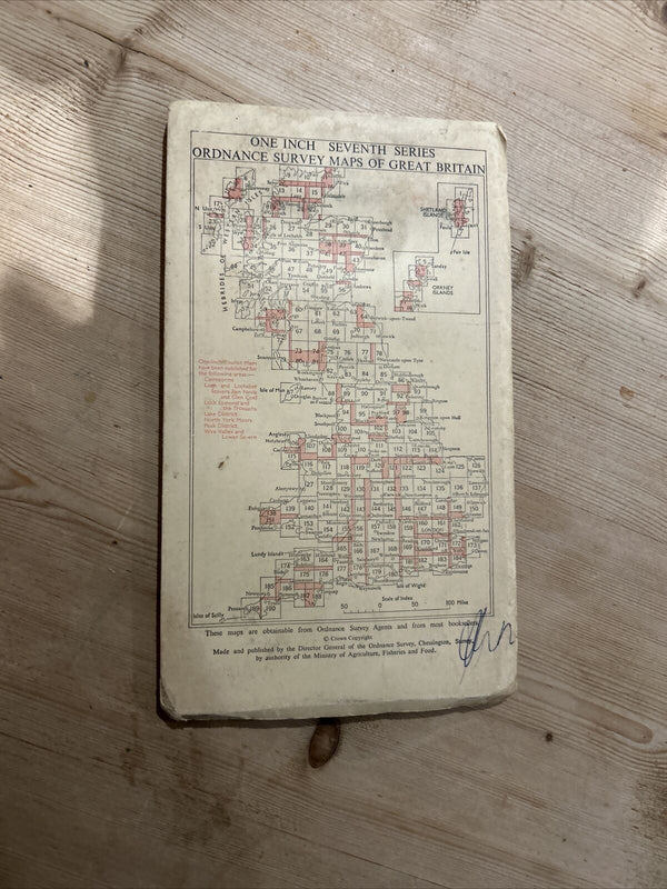 MONTHOMERY & LLANDRINDOD Ordnance Survey 7th  Series CLOTH 1 In Map Sh 128 1952