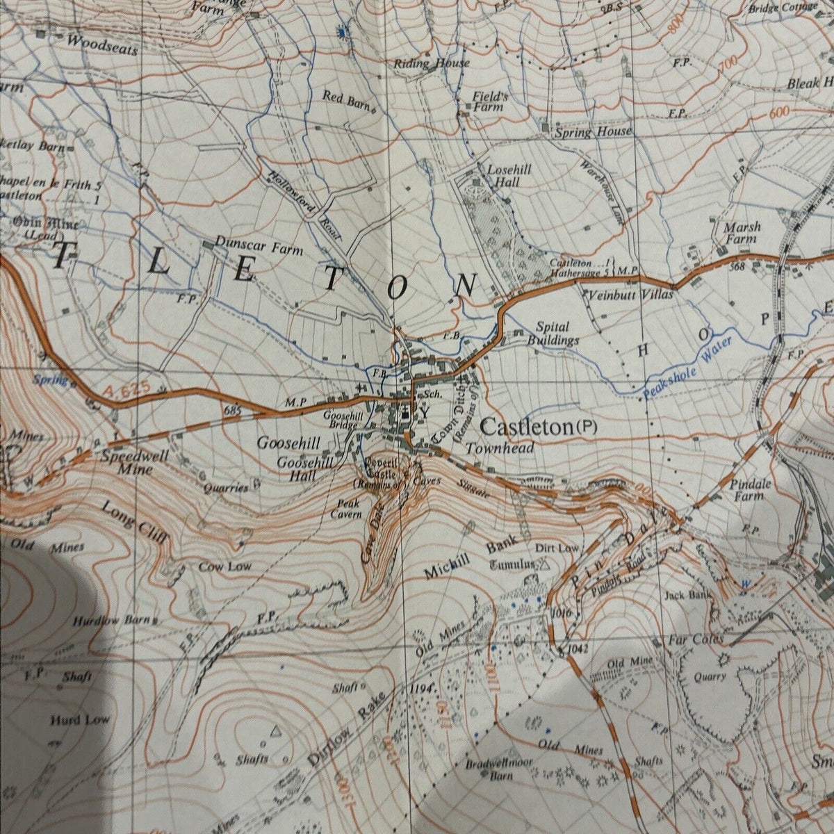 CASTLETON EDALE Ordnance Survey Sheet SK18 1:25000 1951 Hope Bradwell Derwent