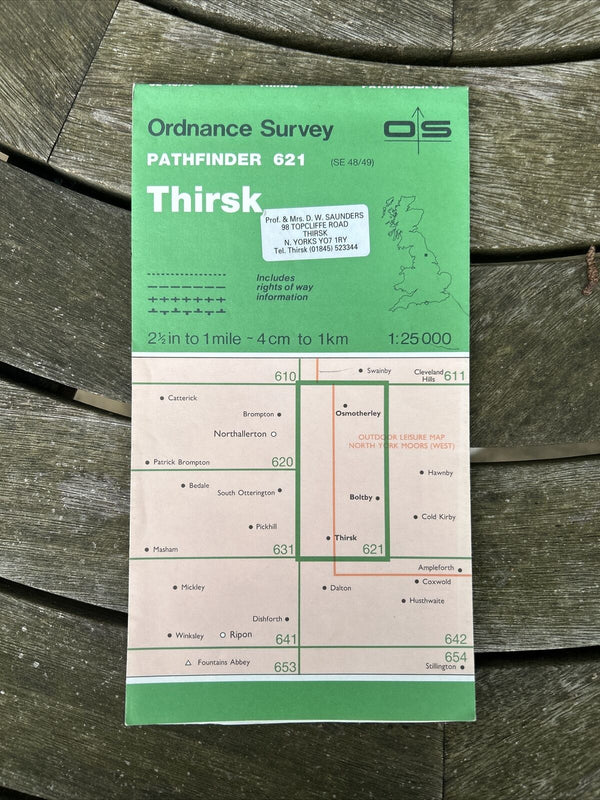 THIRSK Pathfinder 621 Ordnance Survey SE48/49 1:25000 1988 Osmotherley Kepwick